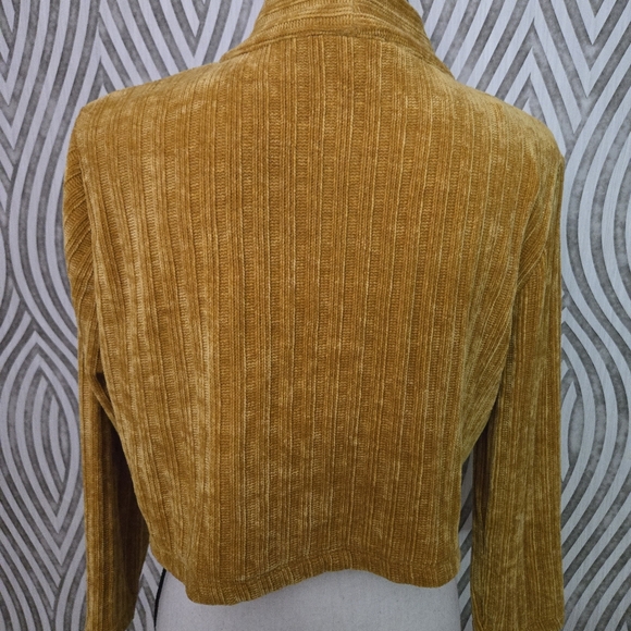 Gold chenille cropped sweater cardigan - Picture 4 of 7